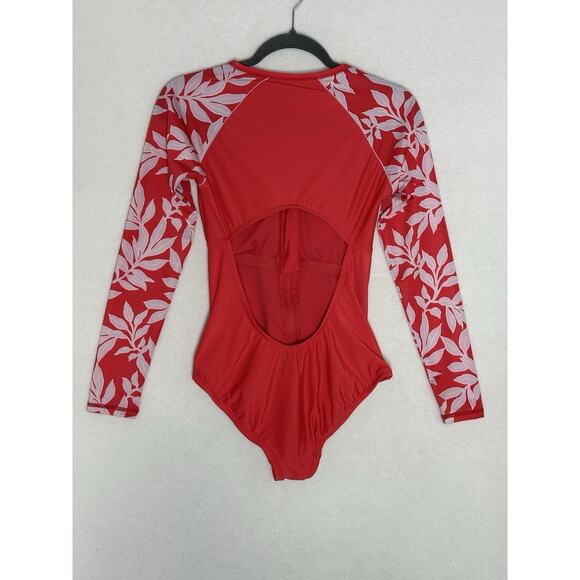 NWT All In Motion Pink/Coral Zipper Front Rashguard One Piece size Medium - Picture 6 of 8